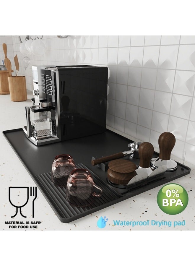 kangchoice 3-In-1 Silicone Coffee Mat with Tamper Pad, Drainage Area & Spill-Resistant Edge, Non-Slip Mat for Espresso Machines, Noise-Reduction & Versatile Kitchen Use, Heat Resistant Pad for Coffee Machines, Dinner Plates, Ice Cream Machines - Image 1