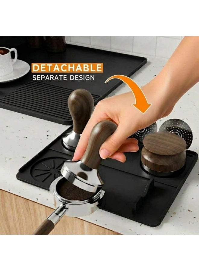 kangchoice 3-In-1 Silicone Coffee Mat with Tamper Pad, Drainage Area & Spill-Resistant Edge, Non-Slip Mat for Espresso Machines, Noise-Reduction & Versatile Kitchen Use, Heat Resistant Pad for Coffee Machines, Dinner Plates, Ice Cream Machines - Image 3
