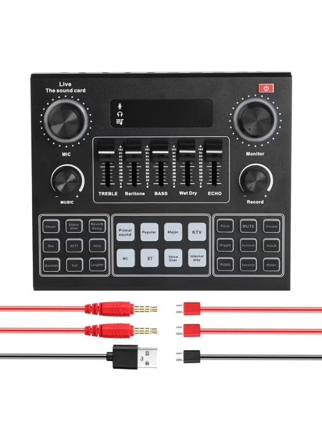 DUSALA V9 Professional Sound Card with Bluetooth Connectivity – Studio-Quality Audio Mixer for Live Streaming, Podcasting, Broadcasting, and Network Singing – Compatible with Phones, Laptops & Tablets, Includes Dynamic Sound Effects, Noise Reduction & Multi-Input Support - Image 2