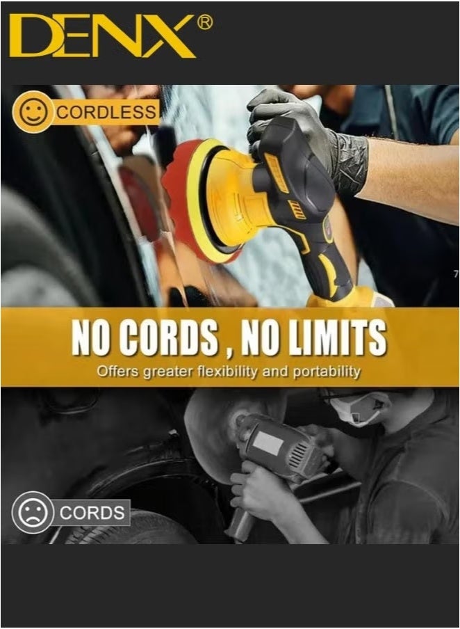 دينكس آلة تلميع وتشميع السيارات بمقبض قابل للفصل، مجموعة وسادات إسفنجية لتلميع وتشميع السيارات والأرضيات والأثاث والصنفرة DX3306 - Image 3