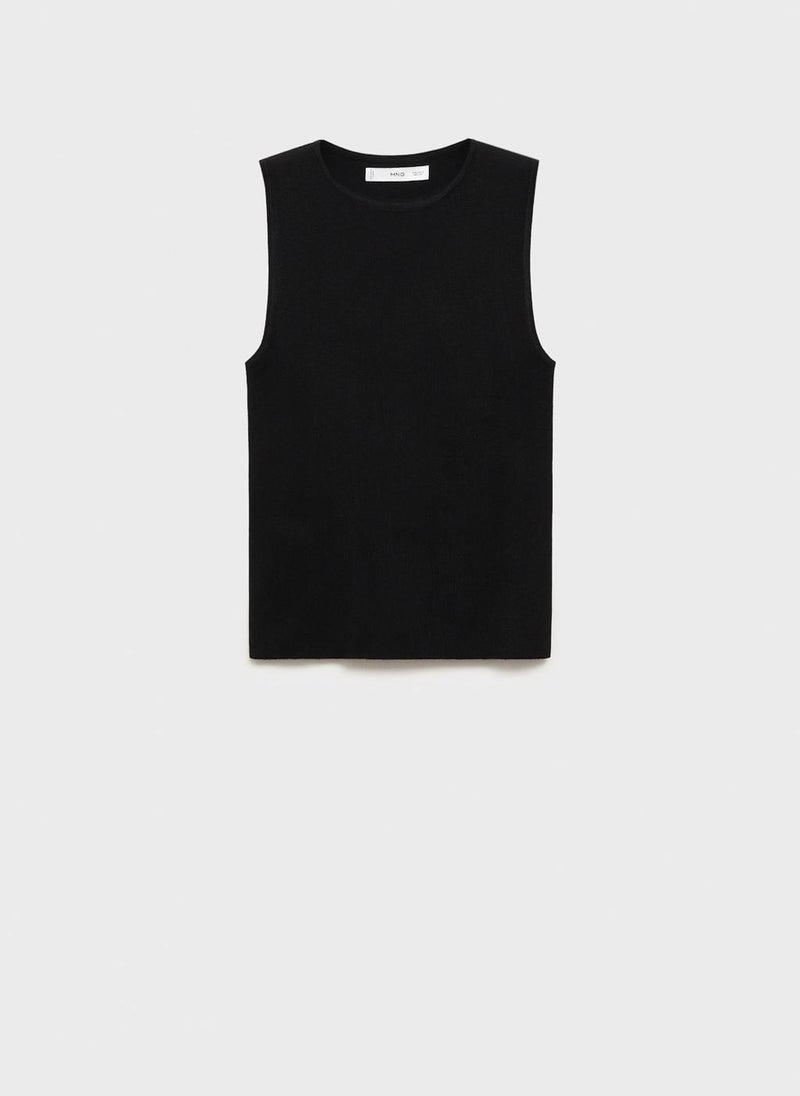 MANGO - Sleeveless Fitted Knitted Top - Image 1