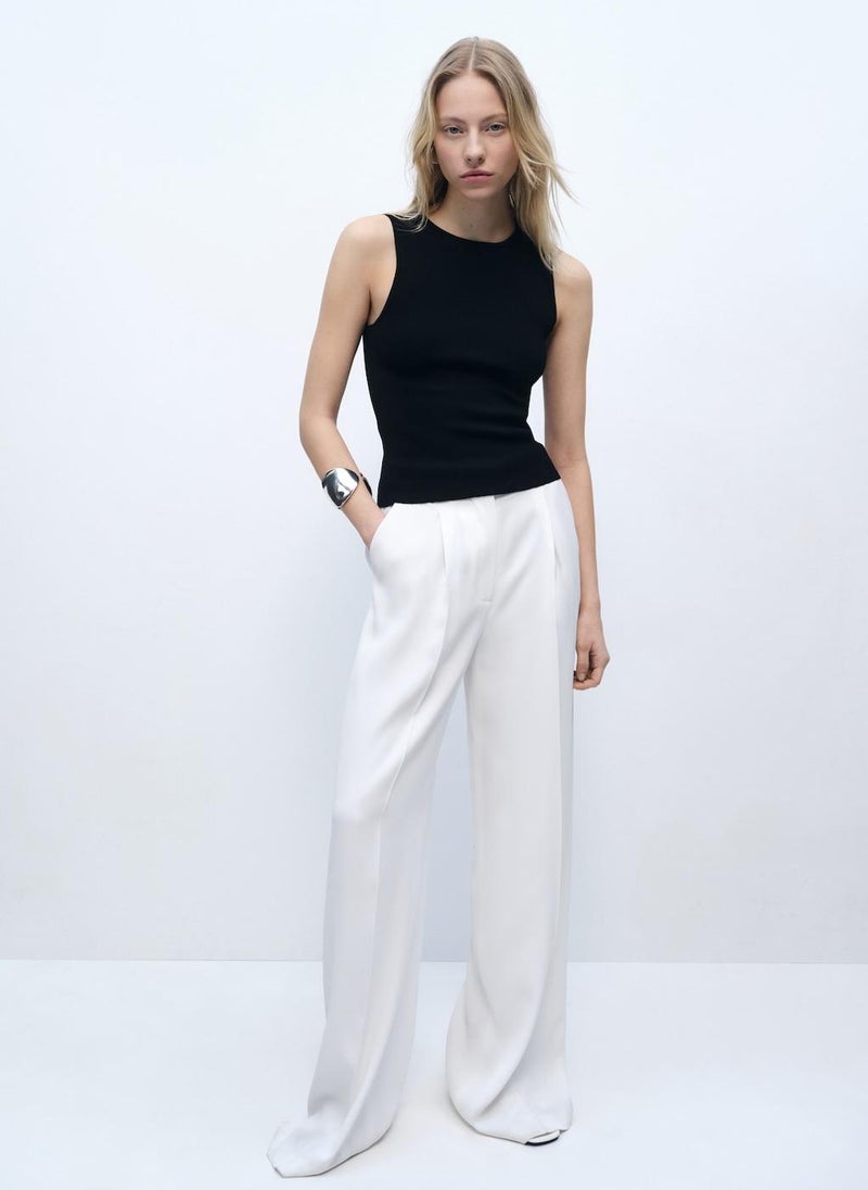 MANGO - Sleeveless Fitted Knitted Top - Image 1