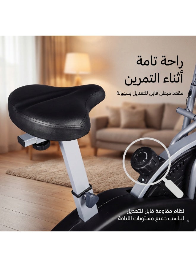 إي تي جي دراجة تمارين متطورة 3 في 1 مع قرص دوار لنحت الخصر وأثقال، جهاز رياضي بشاشة LCD ذكية - Image 4