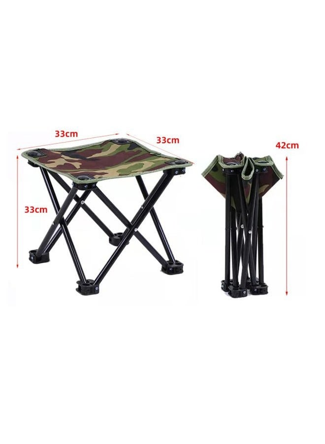 Qesonoo Mini Portable Folding Stool, Camping Fishing Stool for Adults Fishing Hiking Gardening and Beach with Carry Bag, Hold Up to 450lbs(Camouflage) (13" L x 13" W x 13" H) - Image 2