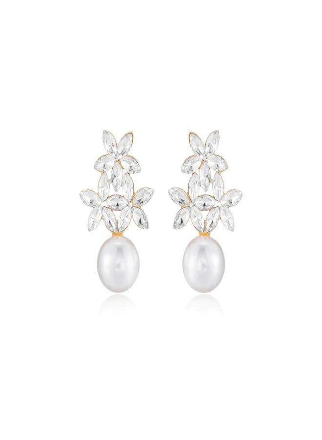 Ettika Pearl Earrings. Stud Earrings For Women. 18k Gold Plated, Jewelry. Best Day Crystal And Pearl Earrings, Birthday Gifts For Women - Image 1