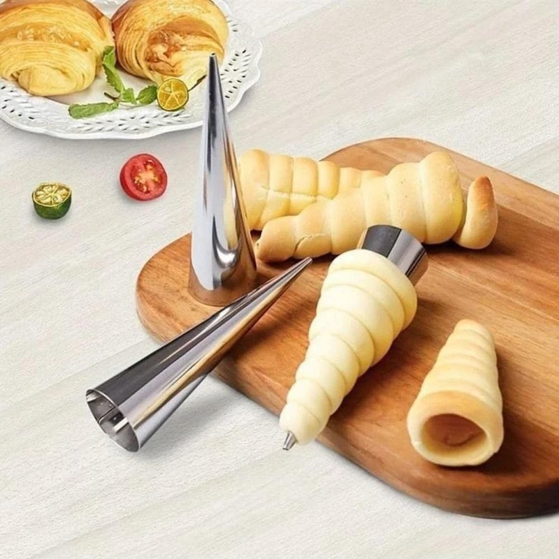Reusable Kunafa Cone Mold Set – 6 Stainless Steel Pastry Tubes for Sweet Rolls, Cream Horns & Savory Dough - Image 1