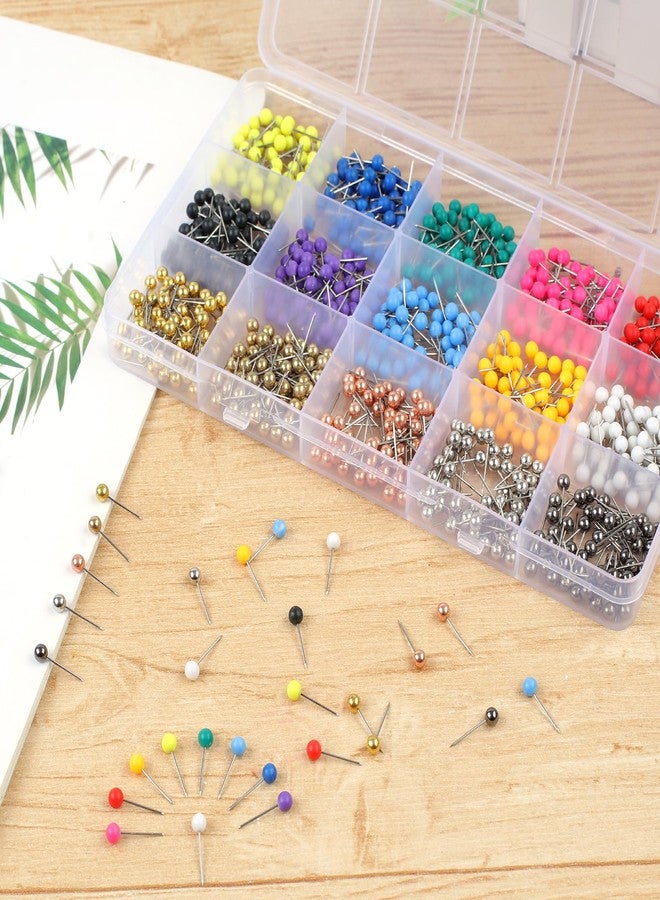 Utron 810 PCS Map Pins, 1/8 Inch Map Tacks, Colored Push Pins, 15 Assorted Colors (Each Color 54 PCS) in Map Push Pins, Push Pins for Bulletin Board - Image 4