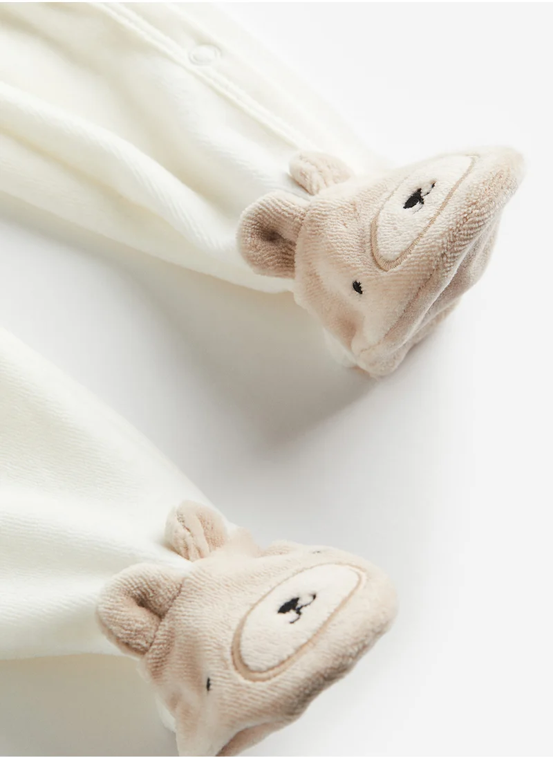 H&M Velour Sleepsuit With Full Feet