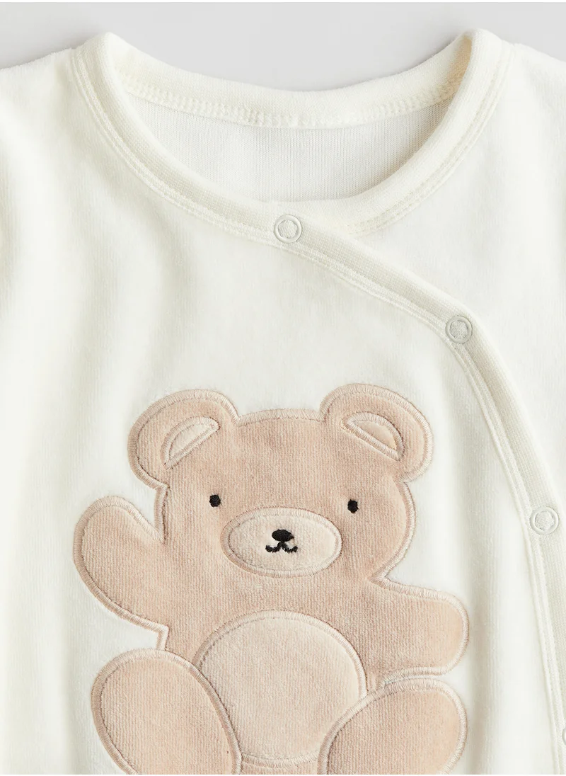 H&M Velour Sleepsuit With Full Feet