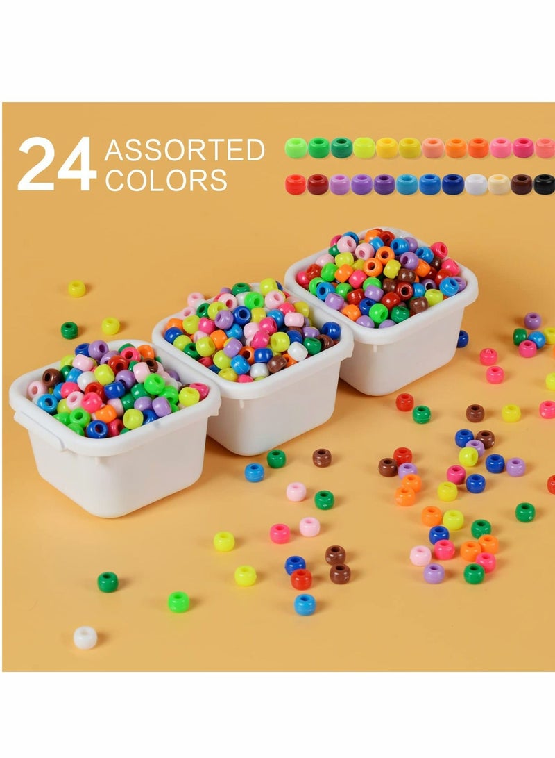 Y&D 2000 Pcs Pony Beads Plastic for Bracelet Making, Multi-Colored Hair Braiding, DIY Crafts, Kandi Jewelry, Key Chains and Ornaments Decorations 24 Assorted Colors  - Image 2