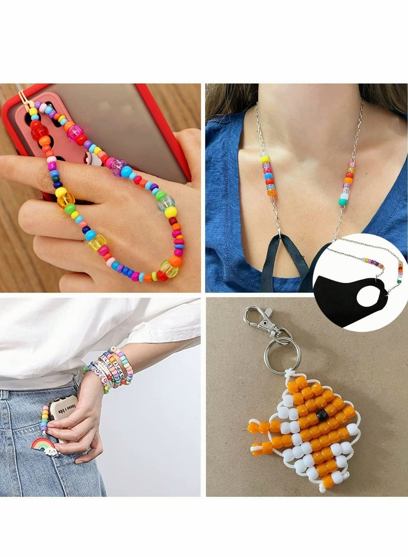 Y&D 2000 Pcs Pony Beads Plastic for Bracelet Making, Multi-Colored Hair Braiding, DIY Crafts, Kandi Jewelry, Key Chains and Ornaments Decorations 24 Assorted Colors  - Image 4
