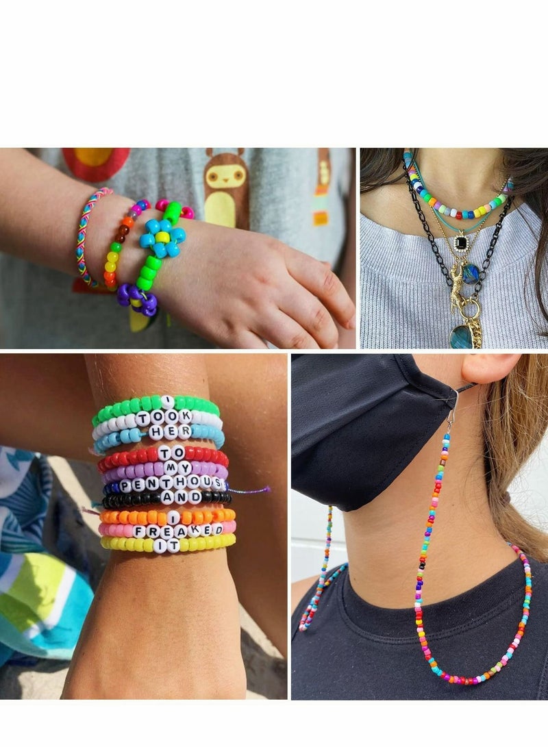Y&D 2000 Pcs Pony Beads Plastic for Bracelet Making, Multi-Colored Hair Braiding, DIY Crafts, Kandi Jewelry, Key Chains and Ornaments Decorations 24 Assorted Colors  - Image 5