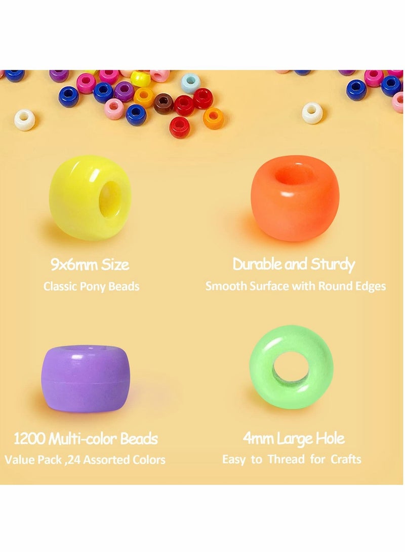 Y&D 2000 Pcs Pony Beads Plastic for Bracelet Making, Multi-Colored Hair Braiding, DIY Crafts, Kandi Jewelry, Key Chains and Ornaments Decorations 24 Assorted Colors  - Image 3