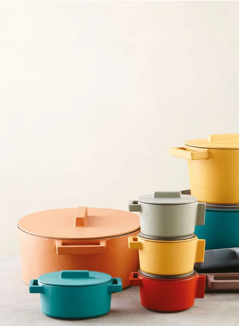 Sambonet Casserole Pot Oval with Lid Terra Cotto & Cast Iron 5 L