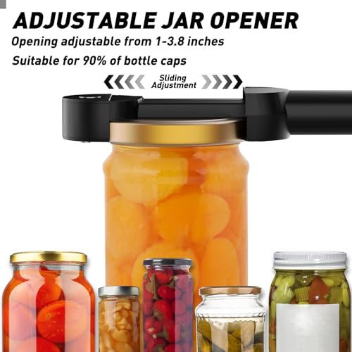 Banyaa Jar Opener Bottle Opener for Seniors with Arthritis, Multi Retractable Magnetic Can Opener, Jar Grippers for Opening Jars, Kitchen Gadgets for Weak Hands and Senior Arthritis (Black) - Image 2