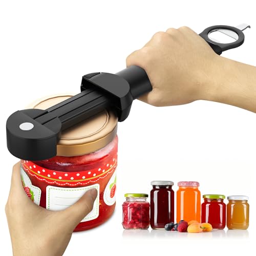 Banyaa Jar Opener Bottle Opener for Seniors with Arthritis, Multi Retractable Magnetic Can Opener, Jar Grippers for Opening Jars, Kitchen Gadgets for Weak Hands and Senior Arthritis (Black) - Image 1