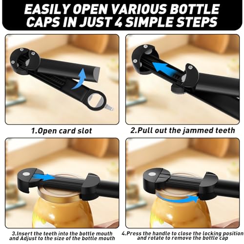 Banyaa Jar Opener Bottle Opener for Seniors with Arthritis, Multi Retractable Magnetic Can Opener, Jar Grippers for Opening Jars, Kitchen Gadgets for Weak Hands and Senior Arthritis (Black) - Image 3