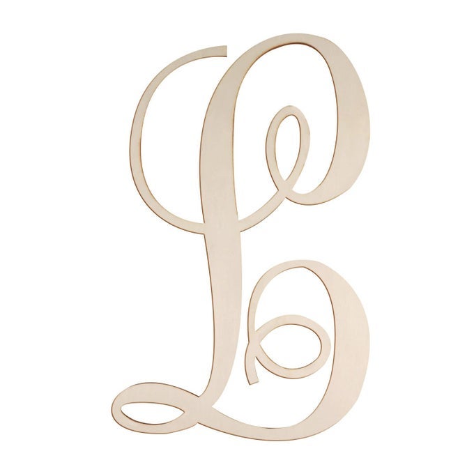 Cursive Wooden Letters L for Wall Decor 14 Inch Large Wooden Letters Unfinished Monogram Wood Letter Crafts Alphabet Sign Cutouts for DIY Painting Door Hanger L