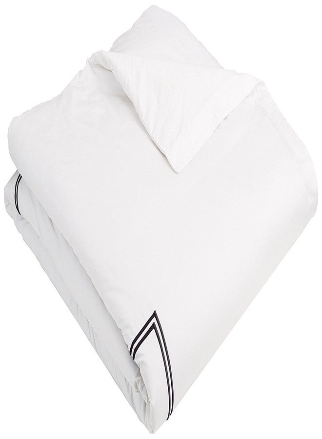 BedDecor Luxury Soft Brushed 400-Thread-Count Egyptian Cotton Embroidered Duvet Cover Set with Beautiful 2-Stripe Embroidery - - Full/Queen - White/Black - Image 2