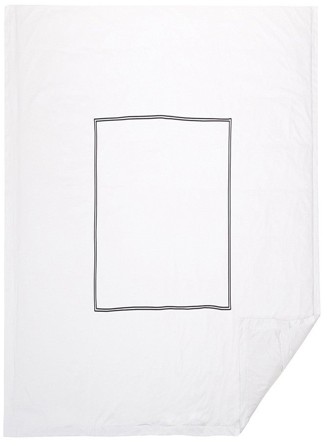 BedDecor Luxury Soft Brushed 400-Thread-Count Egyptian Cotton Embroidered Duvet Cover Set with Beautiful 2-Stripe Embroidery - - Full/Queen - White/Black - Image 3