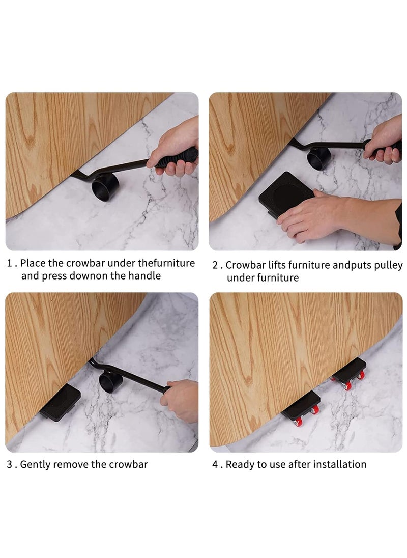 TOPHAVEN TOPHAVEN 5-Wheel Furniture Lifter Mover Set, 600kg Heavy Duty Furniture Move Roller Tools with Anti-Slip for Sofa, Wardrobes, Washing Machines, Fridge Adjustable Height  - Image 5