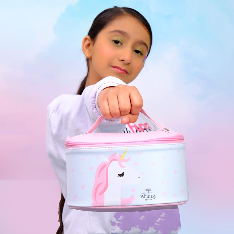 Whimsy 13Piece Safe Organic Unicorn Travel Beauty Kit for Girls Preteens Teens NonToxic CrueltyFree Vegan WaterWashable Makeup Set with Lip Balm Lip Cheek Tint Lip Gloss Eye Glitter Nail Polish Brushes - Image 5