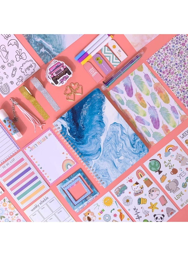 YelaJoy DIY Journal Kit for Girls with Storage Bag, Birthday Gifts for 8-12 Year Old Girl Diary Scrapbook Supplies Art Crafts for Kids Journaling Stationery Set - Image 2