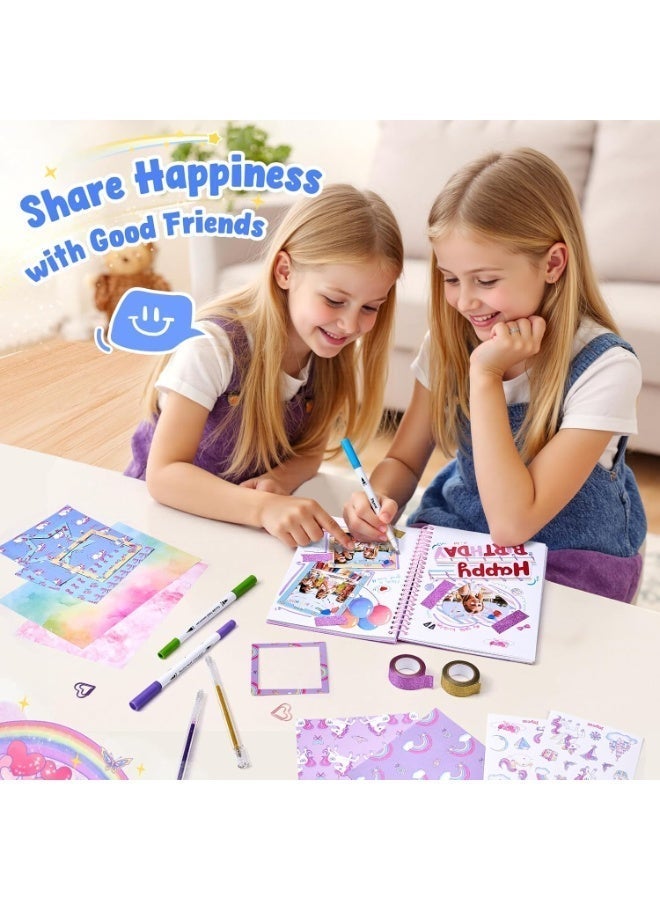 YelaJoy DIY Journal Kit for Girls with Storage Bag, Birthday Gifts for 8-12 Year Old Girl Diary Scrapbook Supplies Art Crafts for Kids Journaling Stationery Set - Image 4