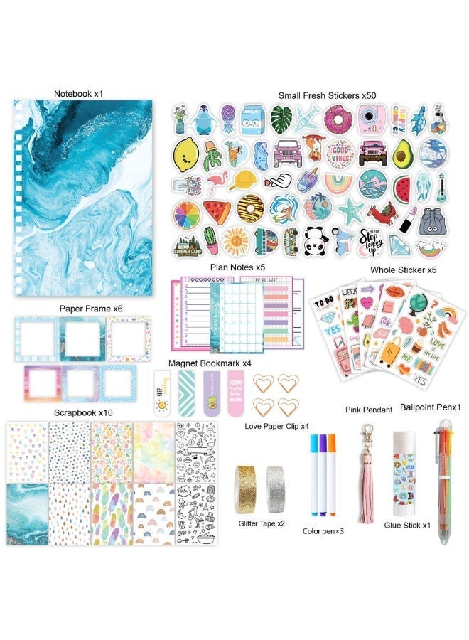 YelaJoy DIY Journal Kit for Girls with Storage Bag, Birthday Gifts for 8-12 Year Old Girl Diary Scrapbook Supplies Art Crafts for Kids Journaling Stationery Set - Image 3
