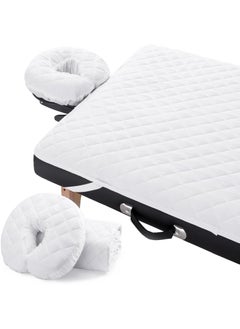 Noverlife Noverlife 2-Piece Waterproof Microfier Fitted Massage Table Pad Set, Includes Massage Bed Pad Sheet and Face Rest Cover, 72x33in Mattress Protector Pad Universal Size Massage Face Cover for Spa Salon 