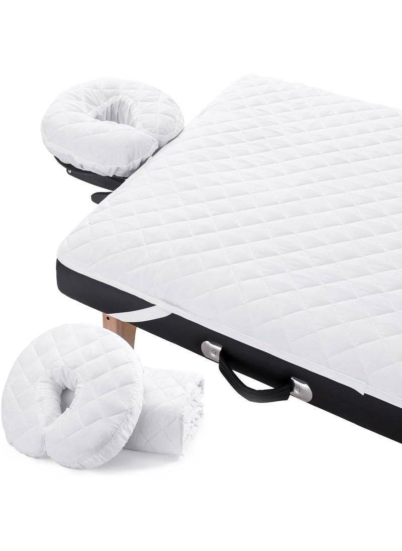 Noverlife Noverlife 2-Piece Waterproof Microfier Fitted Massage Table Pad Set, Includes Massage Bed Pad Sheet and Face Rest Cover, 72x33in Mattress Protector Pad Universal Size Massage Face Cover for Spa Salon 