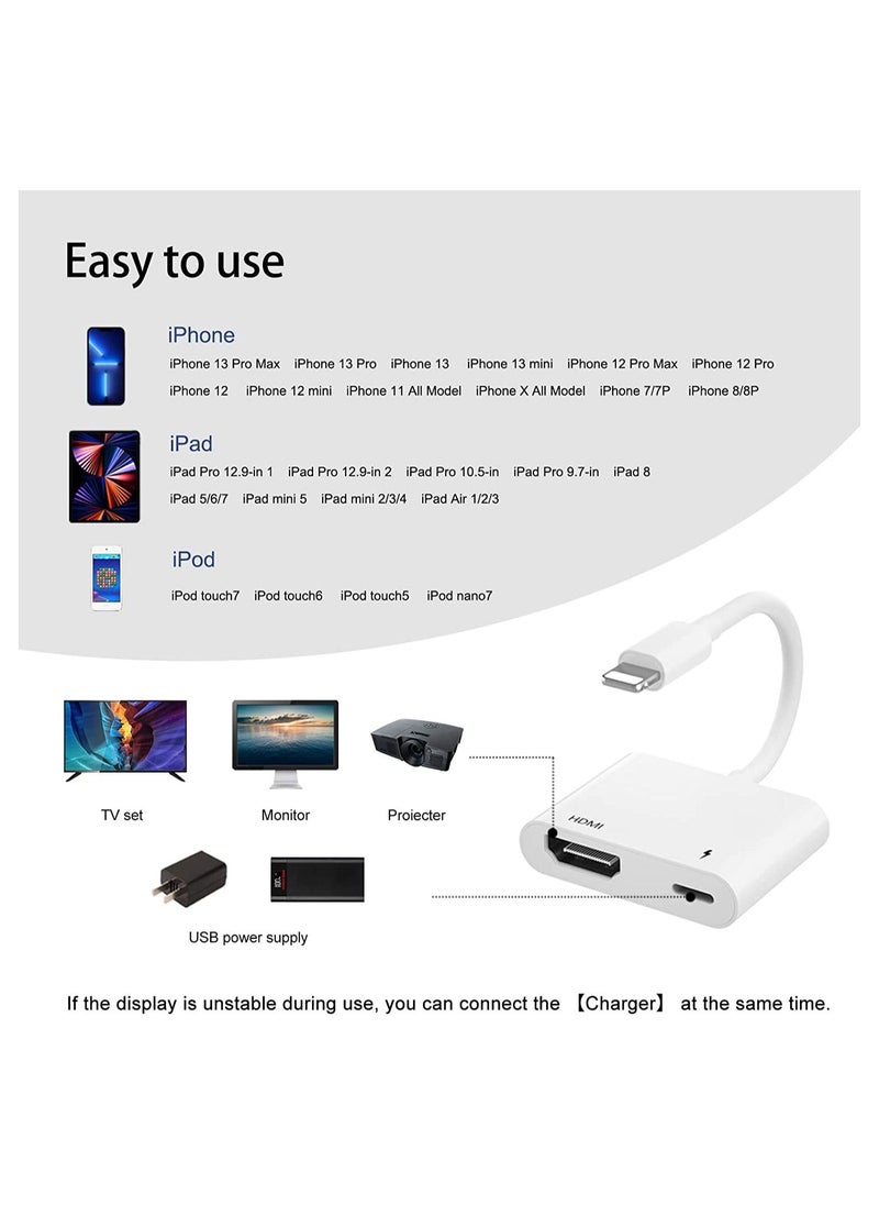 Generic - Lightning to HDMI Adapter,Digital AV Adapter iPhone,iPad to HDMI,(No Need Power) 1080P Video & Audio Sync Screen Connector Compatible iPhone,iPad - Image 1