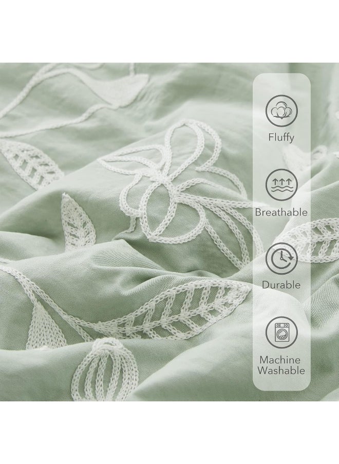 Generic MaiRêve Green Embroidery Comforter Set King Size with Sheets 7 Pieces  - Image 4