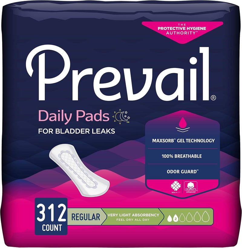 Prevail Proven  Prevail Incontinence Bladder Control Pads  Bladder Leak Pads  Very Light Absorbency Regular 312 Count 12 Packs of 26 - Image 1