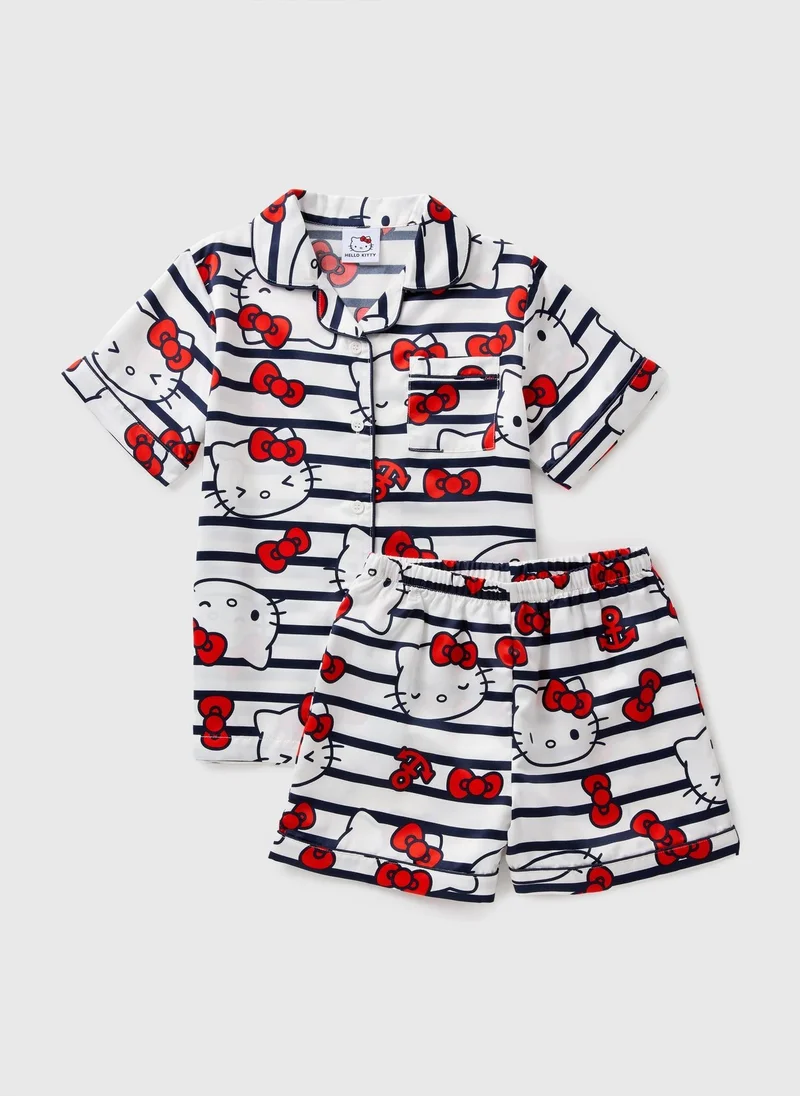 Matalan Girls White Hello Kitty Satin Pyjama Set