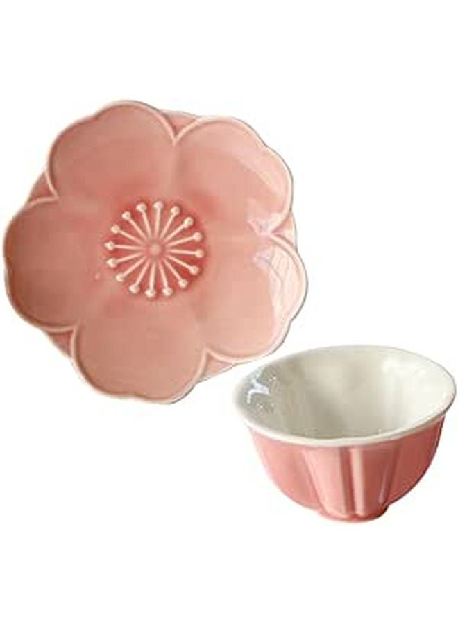 Ceramic Coffee Mug and Saucer Set 8oz Porcelain Cup for Outdoor Picnic Tea - Image 1