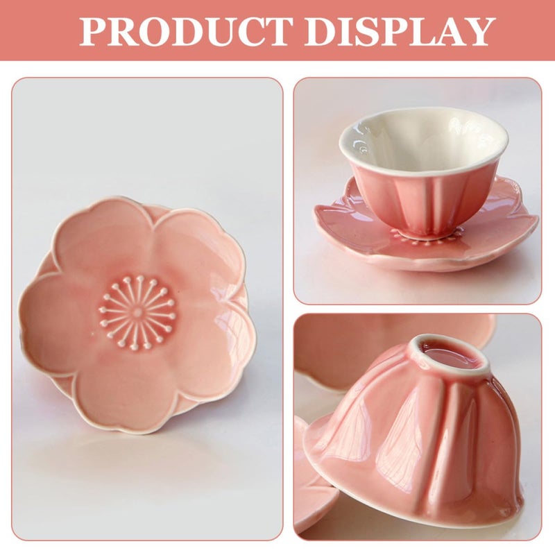 Ceramic Coffee Mug and Saucer Set 8oz Porcelain Cup for Outdoor Picnic Tea - Image 4