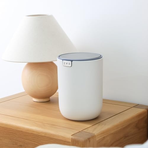EKO Mini Desk Trash Can with Swing-Top Lid 0.4 Gallon Small Table Round Wastebasket for Office, Home, Car (White) - Image 5