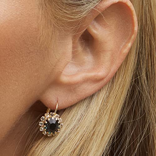 Barzel 18K Gold Plated Crystal Flower Earrings for Women (Blue) - Image 3