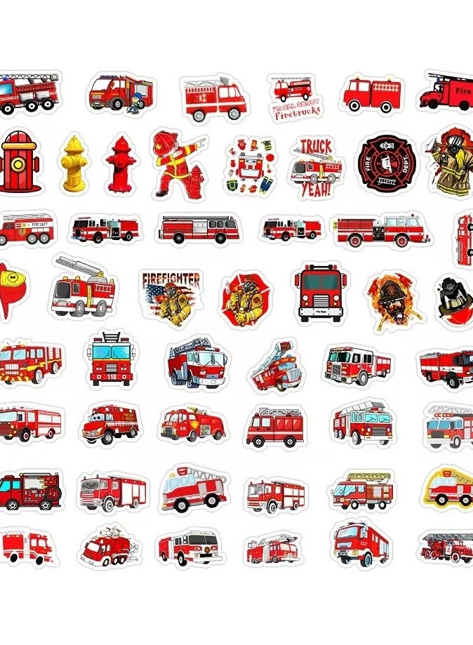 50 PCs Heroic Firefighting Stickers Pack - Fire Truck and Firefighter Fun for Kids: Decorate Your Phone, Bottle, Suitcase, Skateboard, and Laptop  - Image 5