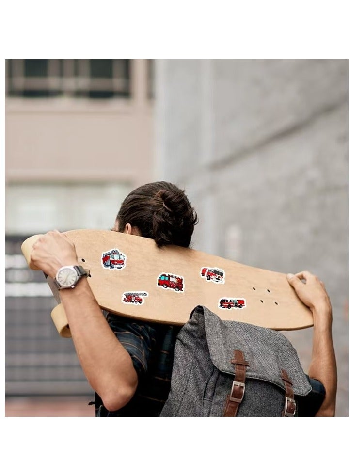 50 PCs Heroic Firefighting Stickers Pack - Fire Truck and Firefighter Fun for Kids: Decorate Your Phone, Bottle, Suitcase, Skateboard, and Laptop  - Image 3