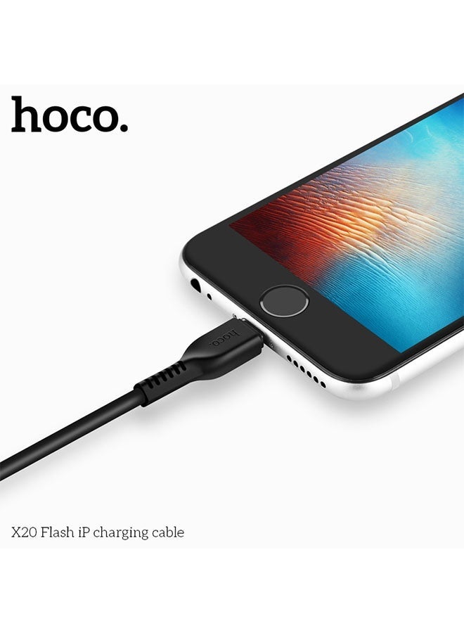 hoco. X20 Flash iP 3M Fast Charging Cable – Extra Long Lightning Charging Cable with High-Speed Power Delivery Support, Durable Tangle-Free Nylon Braided Cord, Quick Sync and Charge for iPhones, iPads, Power Banks, and Lightning-Compatible Devices  - Image 3