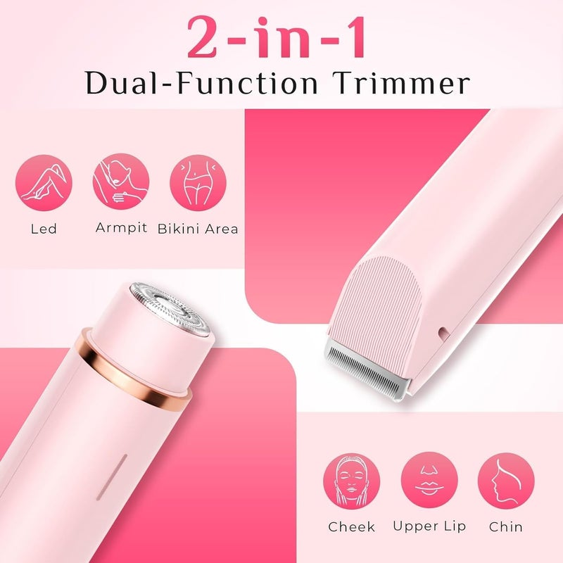 Mpotmiy 2025 New 2-in-1 Electric Bikini Trimmer for Women - Dual Head Electric Razor,Waterproof Painless Bikini Shaver, Pubic Hair Trimmer for Private Area & Body Hair, Pink - Image 3