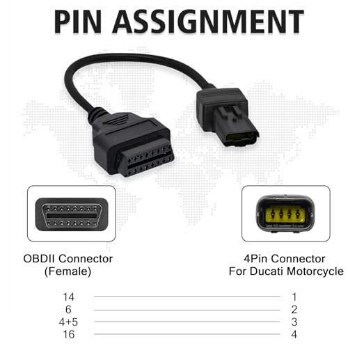 AMHTDOL Obd2 Adapter Fit for Ducati Motorcycle 4Pin OBD Cable,Obd1 to Obd2 Adapter Connector for Diavel/Multistrada 1200/Panigale 1199/Monster 696/796/1100 Bike,Work with ELM327 Code Reader Scanner - Image 5