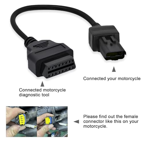 AMHTDOL Obd2 Adapter Fit for Ducati Motorcycle 4Pin OBD Cable,Obd1 to Obd2 Adapter Connector for Diavel/Multistrada 1200/Panigale 1199/Monster 696/796/1100 Bike,Work with ELM327 Code Reader Scanner - Image 2