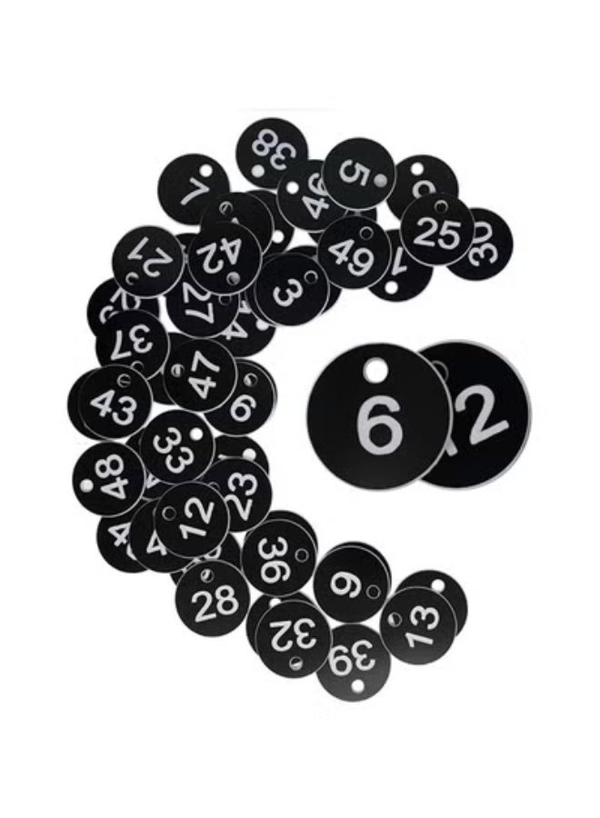 fantasize 1-100 Number Tags, Plastic ID Number Hang Tags with Hole, Engraved Round Numbered Marking Identification Tags, Key Box Cabinet Organized Coding Tag(Black) - Image 1