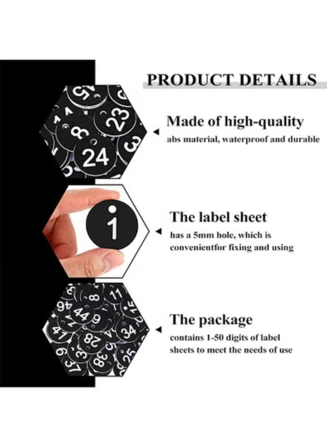 fantasize 1-100 Number Tags, Plastic ID Number Hang Tags with Hole, Engraved Round Numbered Marking Identification Tags, Key Box Cabinet Organized Coding Tag(Black) - Image 3