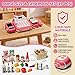 STACTCUTE 49Pcs Cash Register Toy Set for Kids Pretend Play Grocery Store Cashier Playset with Conveyor Belt Scanner Weighing Scale Calculator Microphone Toys Gift for Toddlers Ages 38 Pink - Image 4