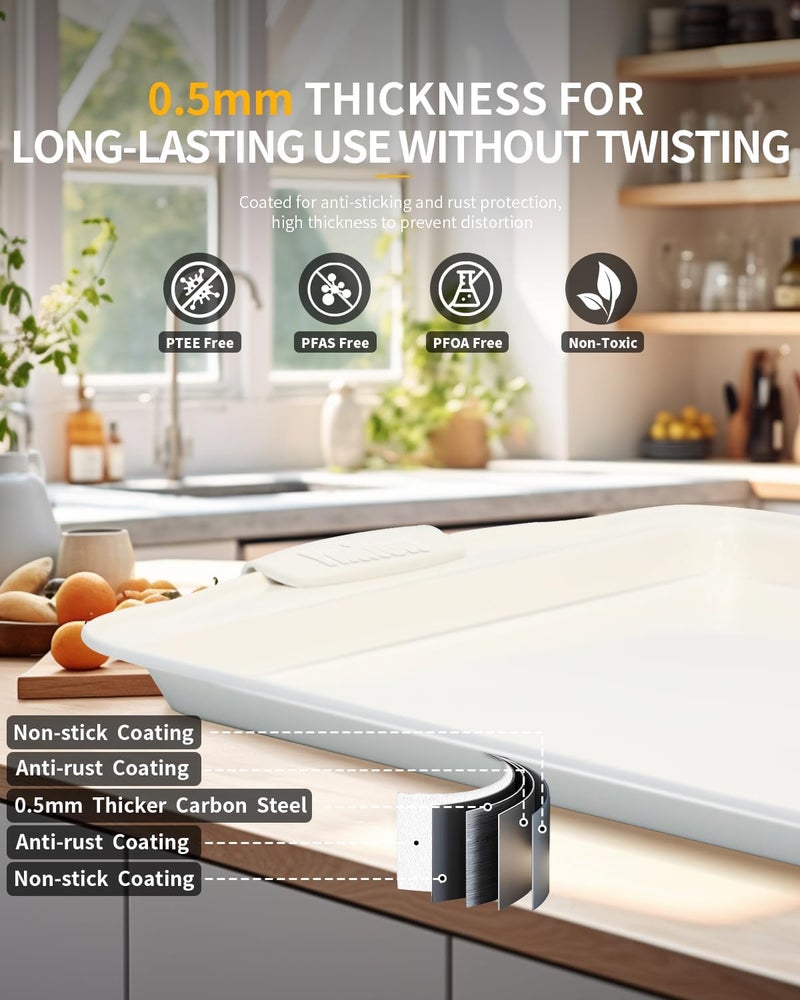 Ymiton Baking Pans Set with Silicone Handles, 34 PCS Nonstick Bakeware Sets, Oven Pan Set Includes Baking Tray, Cookie Sheet, Cake Pans, Loaf Pan, Muffin Pan, Pizza Pan - Image 5