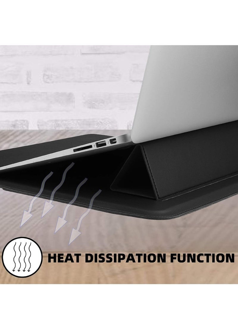 14-14.1 inch Laptop Sleeve Compatible with MacBook Air 13 MacBook Pro 13 2021 2020 2019 PU Leather Laptop Case Water-Resistant Laptop Sleeve Soft Padded Sleeve Protective Briefcase, Black - Image 5